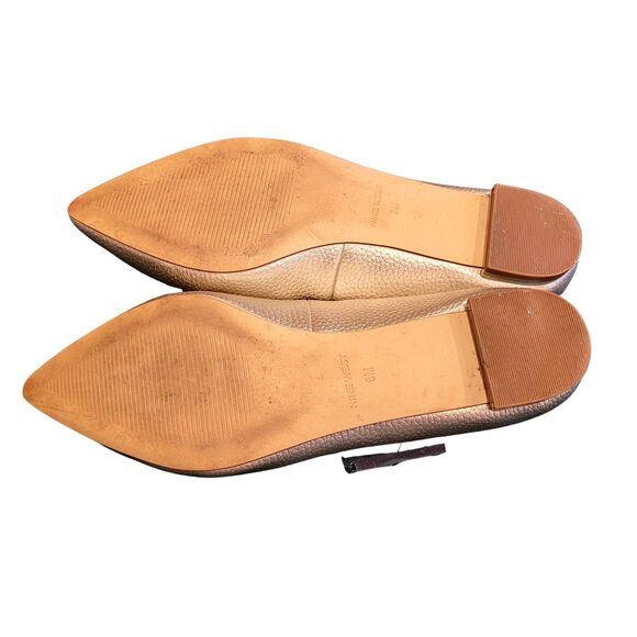 8M Nine West Gold Metallic Leather WNA Dallas Flat Shoe Man Made Pointy Toe - Picture 6 of 6